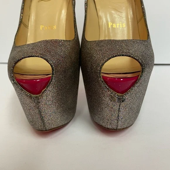 Christian Louboutin highness platform pumps heels multi glitter 35.5